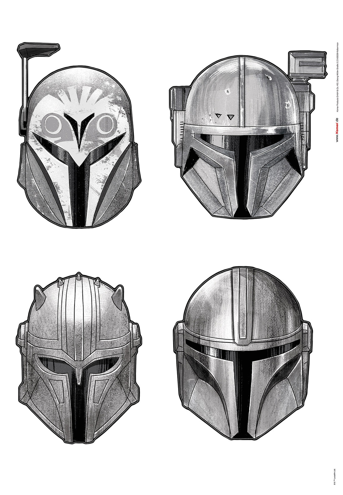 Star Wars The Mandalorian Helmets Wallsticker 50cmx70cm.