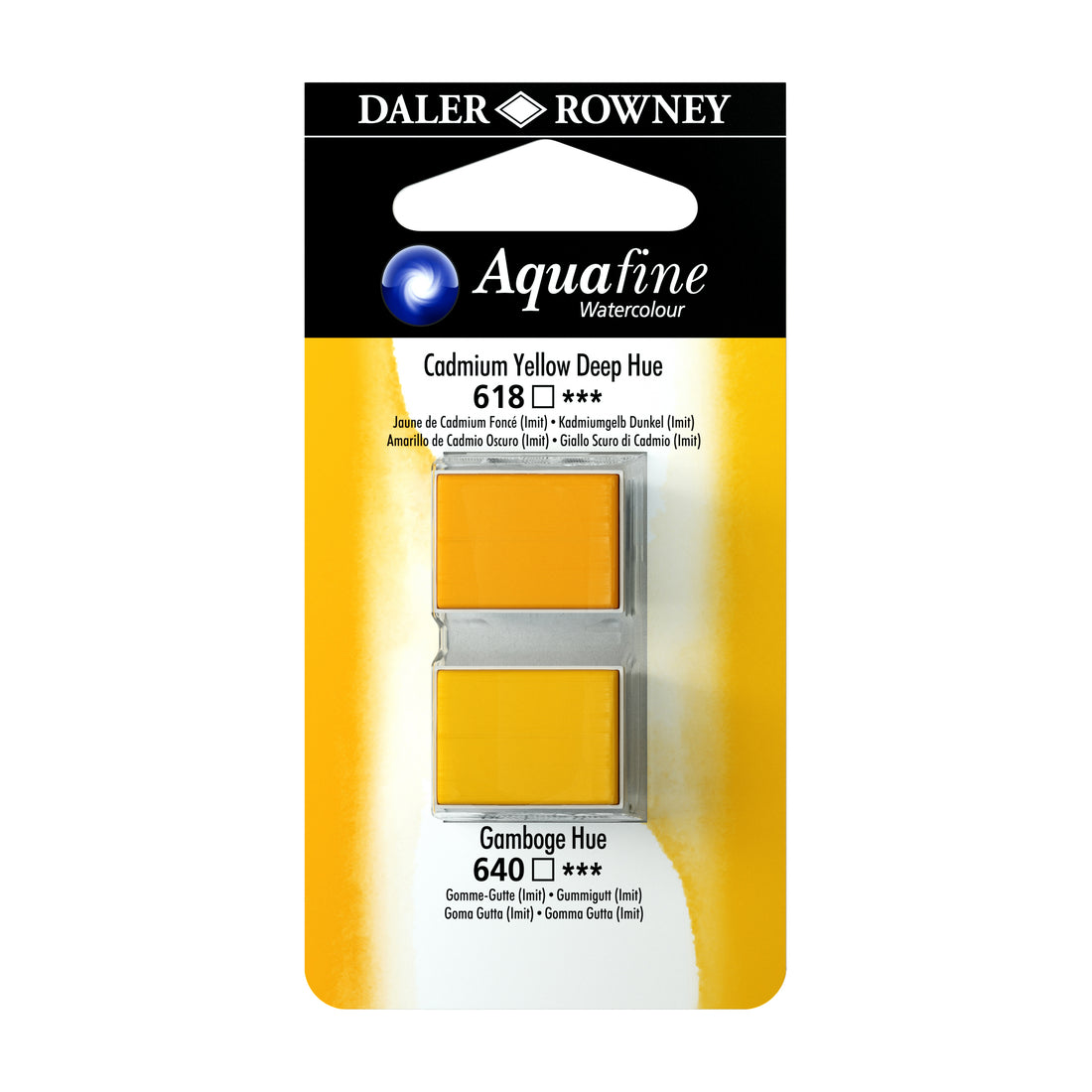 Aquafine Half Pans Cadmium Yellow Deep Hue-Gamboge Hue