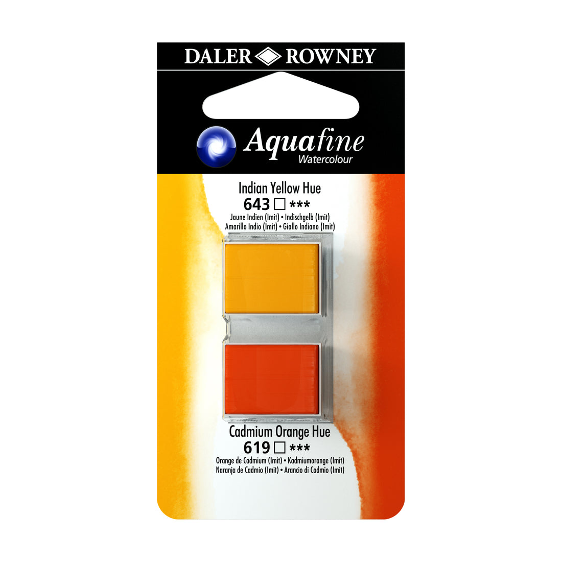 Aquafine Half Pans Indian Yellow Hue-Cadmium Orange Hue