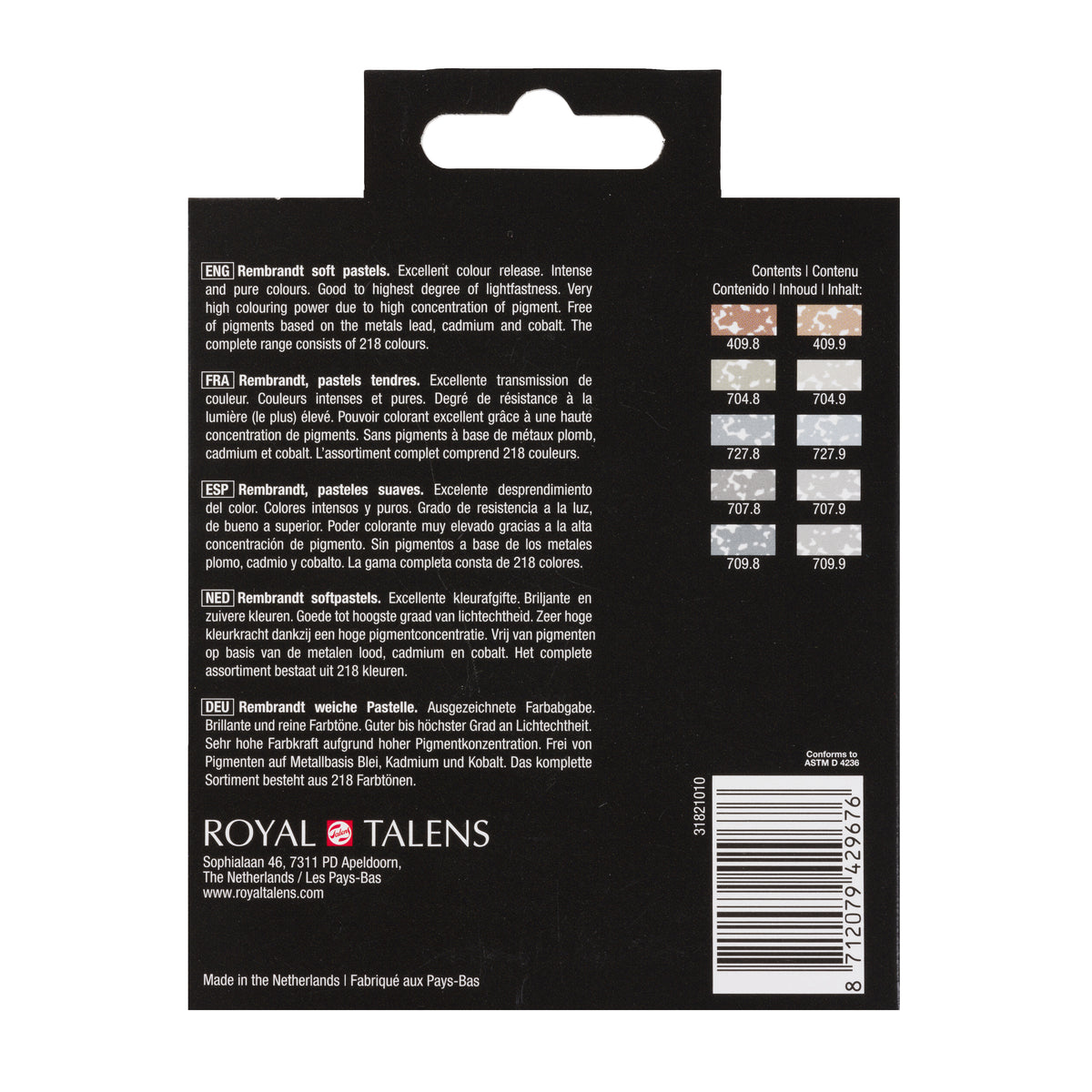 Rembrandt Soft Pastel Grey Tones half stick 10stk.