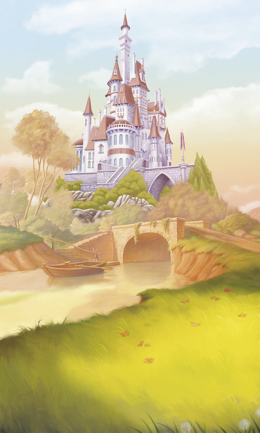 Disney Princess Belle Castle River Fototapet 150cmx250cm.