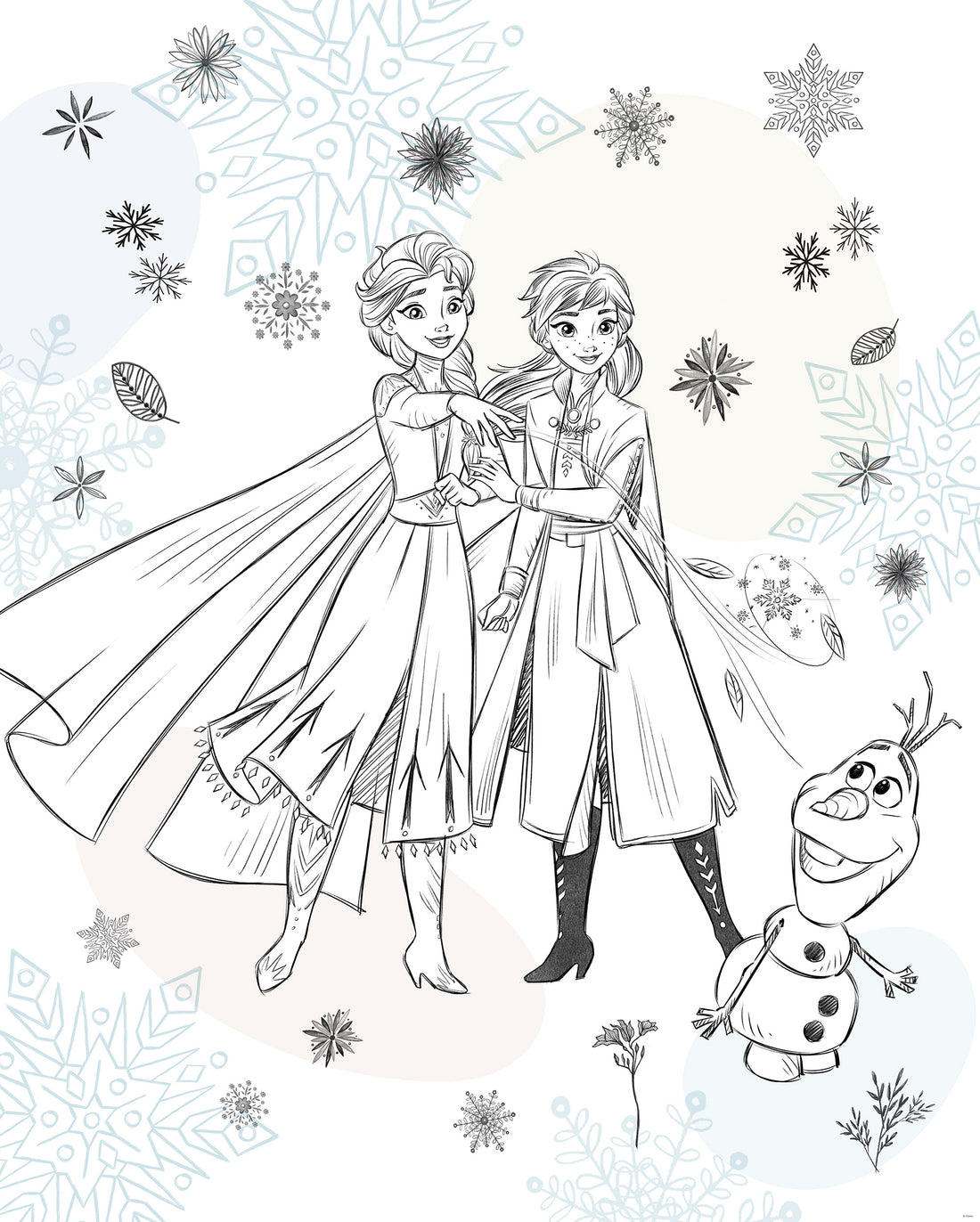 Disney Frozen Sketch Sisters Fototapet 200cmx250cm.