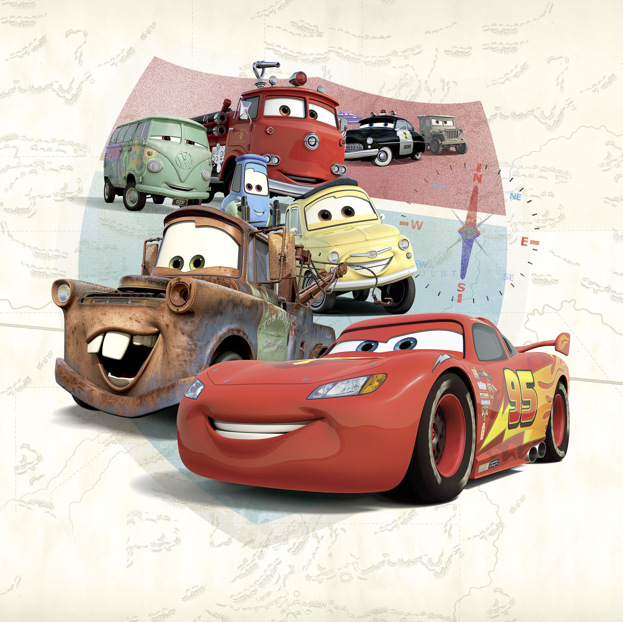 Disney and Pixar Cars Open Road Fototapet 250cmx250cm.