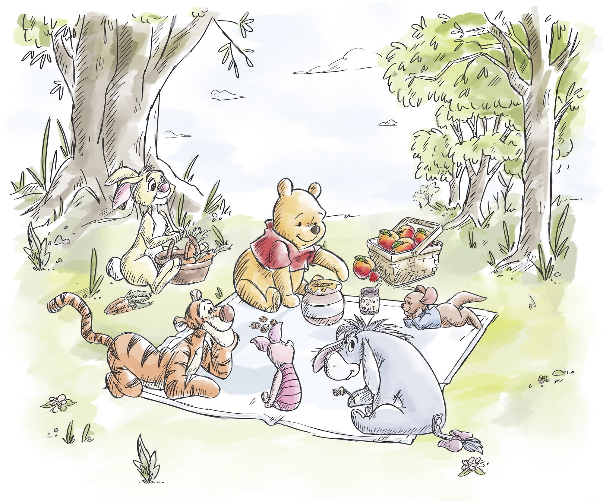 Disney Winnie The Pooh Nice For Picnics Fototapet 300cm x 250cm