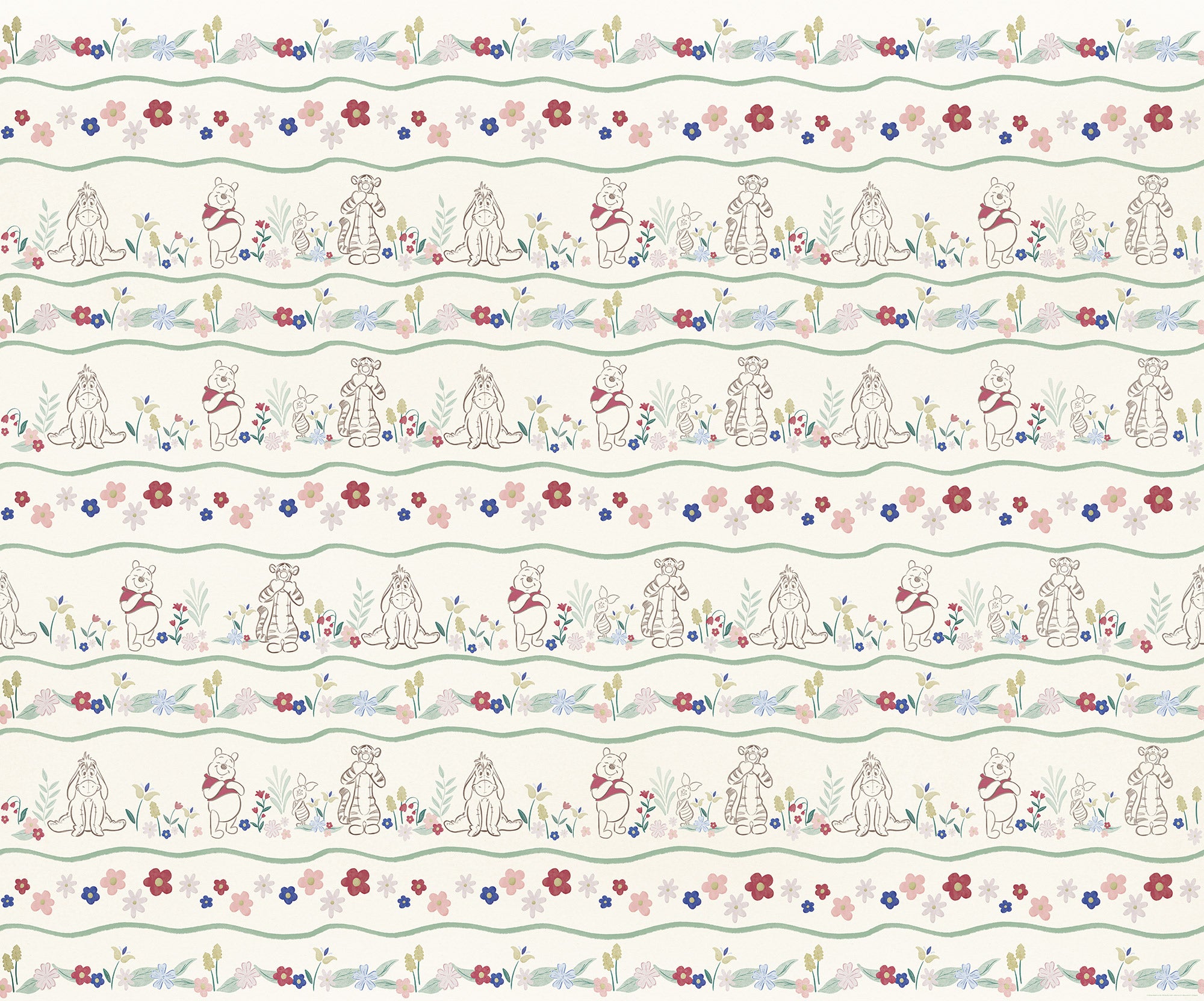 Disney Winnie The Pooh Friends in Garden Fototapet 300cm. x 250cm.