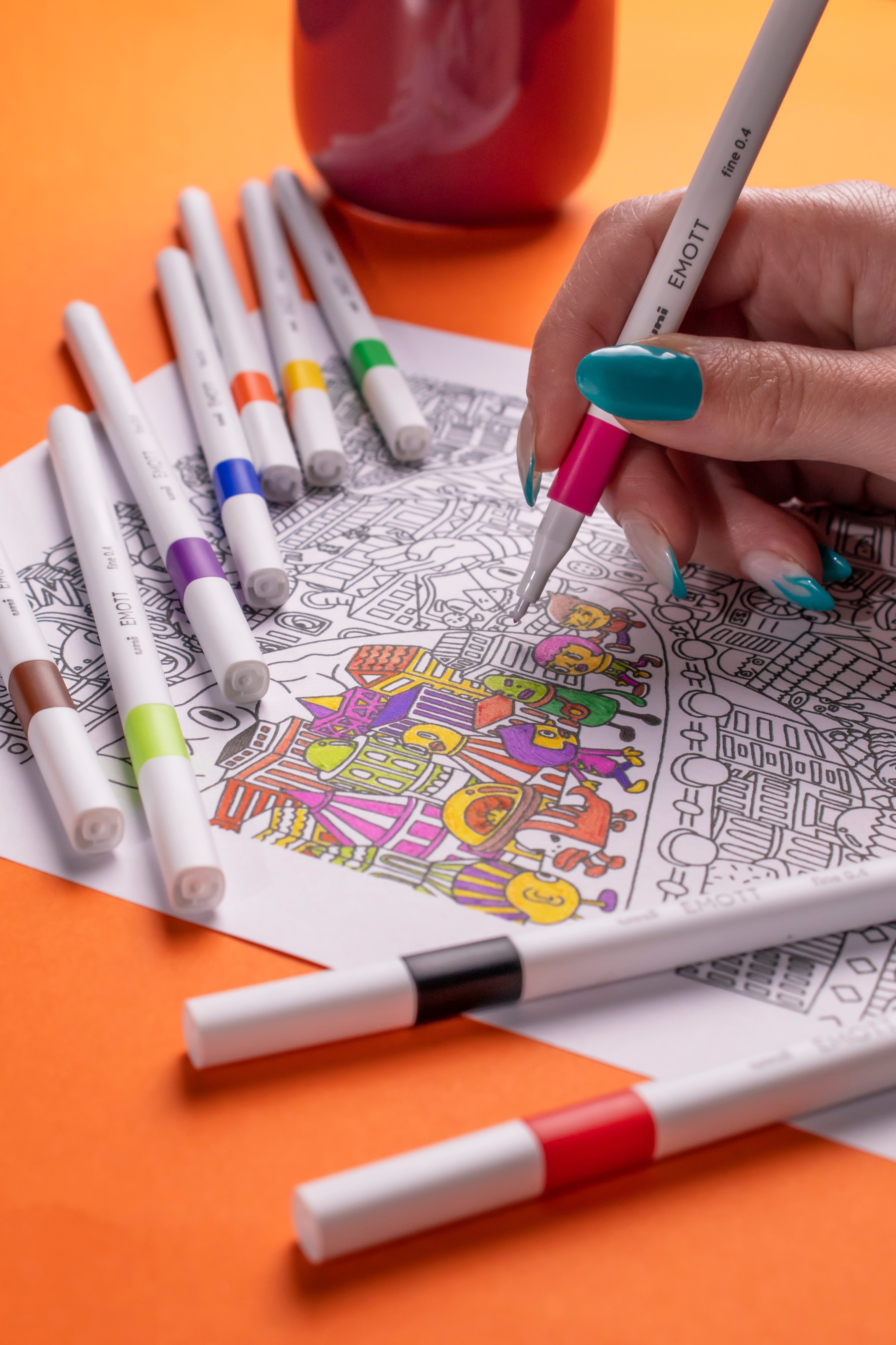 Uni Emott Fine liner no. 2 - sæt m. 5stk.