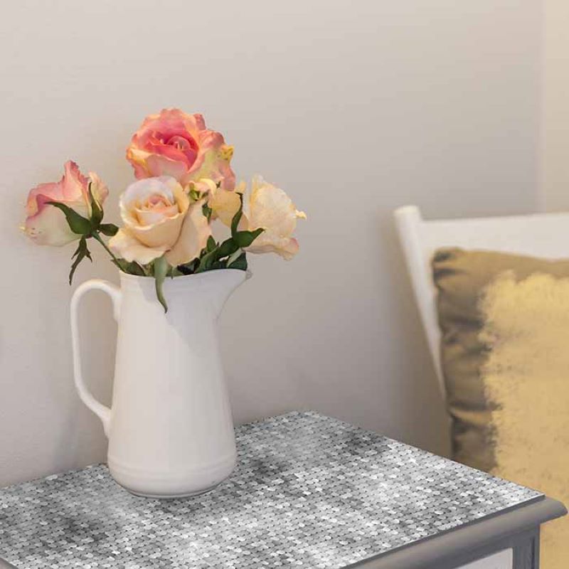 Selvklæbende folie Silver Pailettes