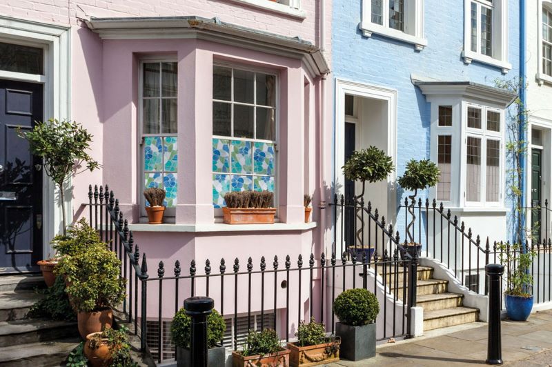 Selvklæbende folie transparent blå blomster