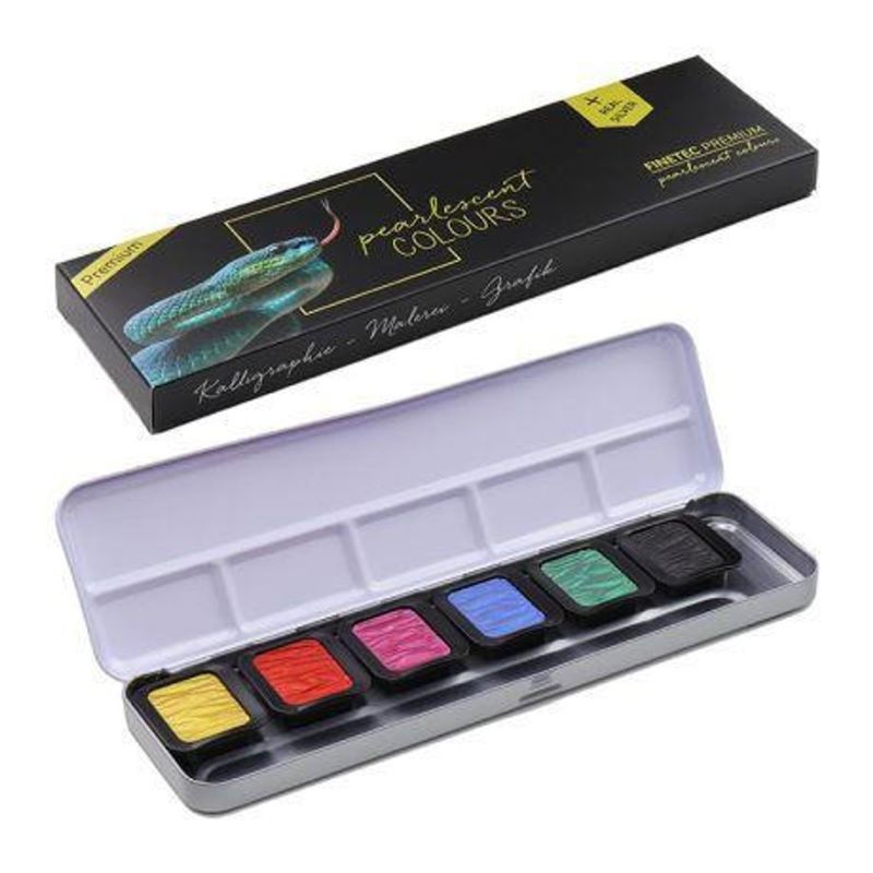 FineTec Premium Pearlescent Real Silver Walercolours 6 stk.