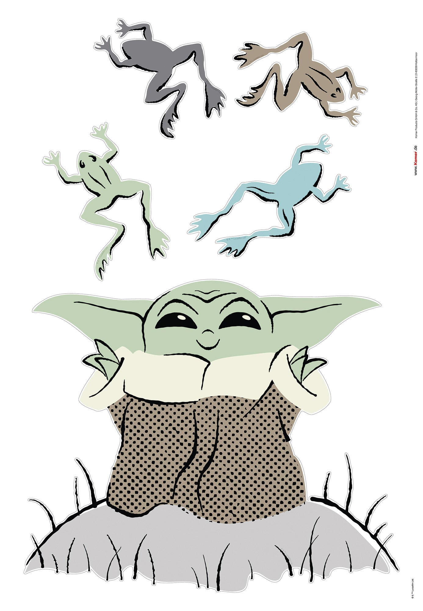 Star Wars The Mandalorian Grogu Enchanted Frogs Wallsticker 50cmx70cm.
