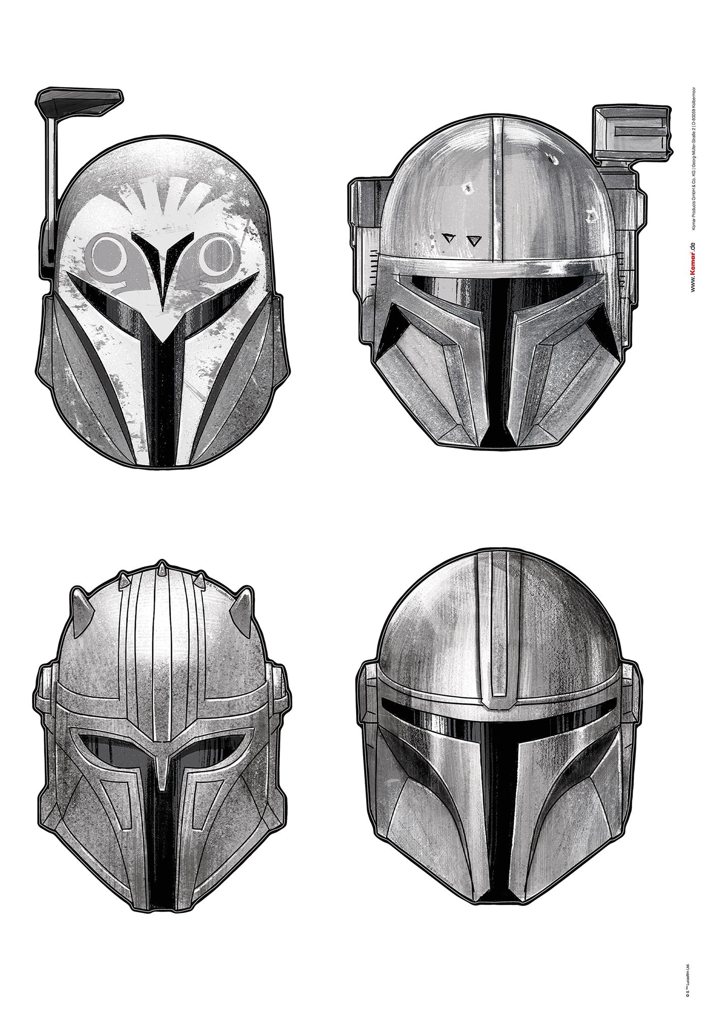 Star Wars The Mandalorian Helmets Wallsticker 50cmx70cm.