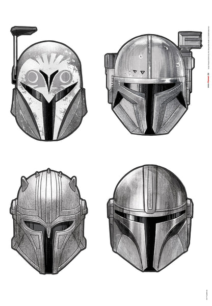 Star Wars The Mandalorian Helmets Wallsticker 50cmx70cm.