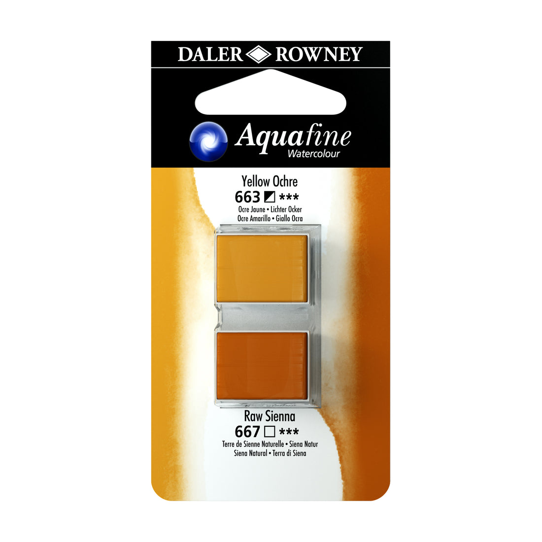 Aquafine Half Pans Yellow Ochre - Raw Sienna