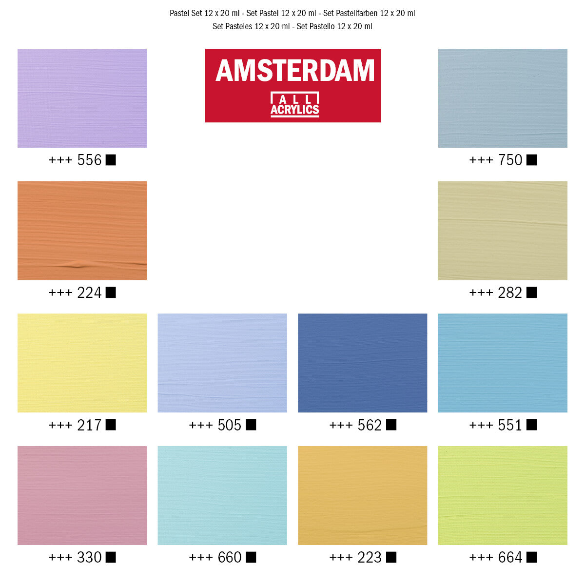 Amsterdam Akryl Pastel sæt 12 x 20ml.