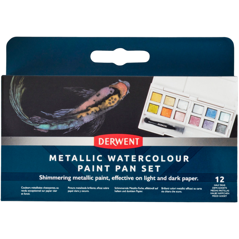Derwent Metallic Watercolour Paint Pan Set 12stk.