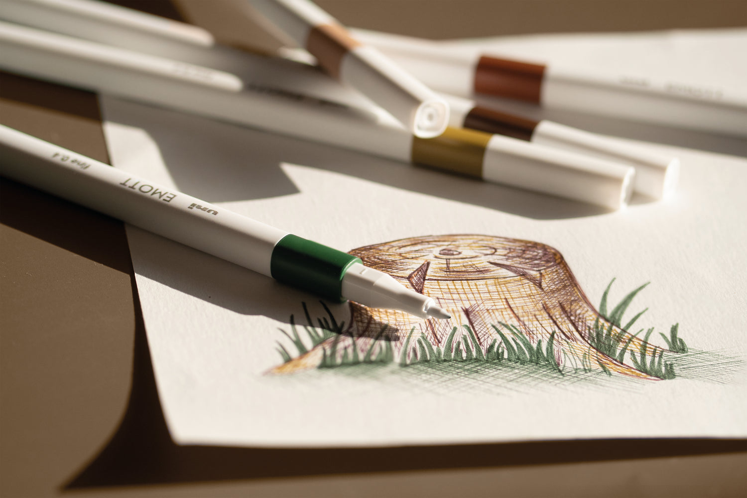 Uni Emott Fine Liner no. 8 - sæt m. 5 stk.