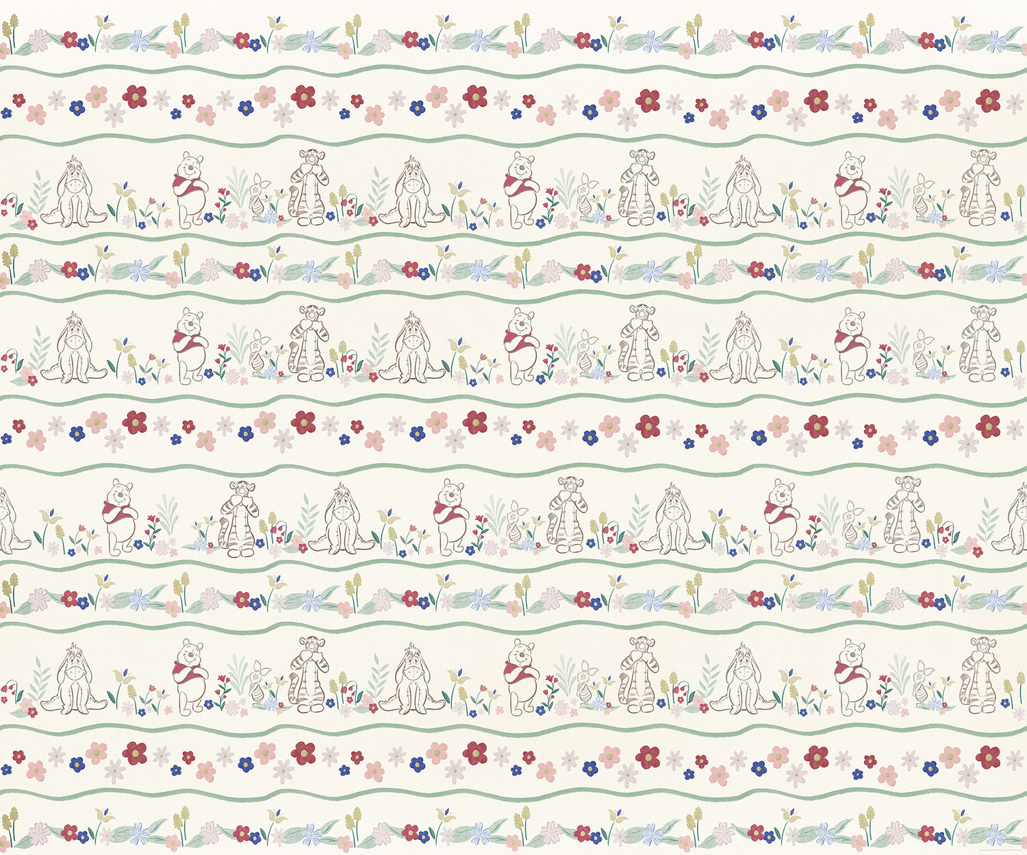 Disney Winnie The Pooh Friends in Garden Fototapet 300cm. x 250cm.