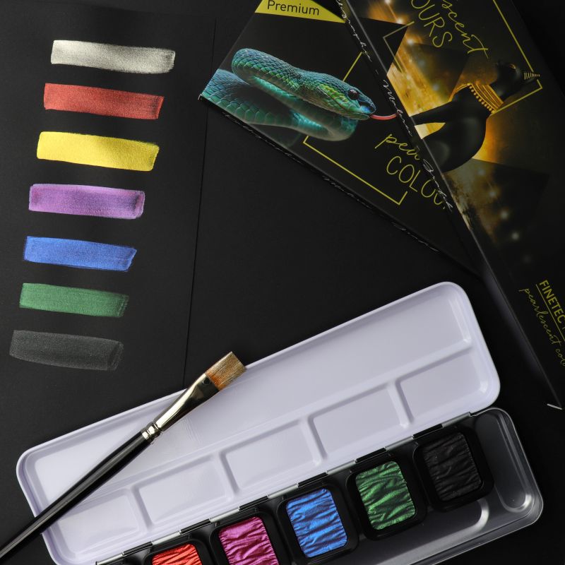 FineTec Premium Pearlescent Real Silver Walercolours 6 stk.