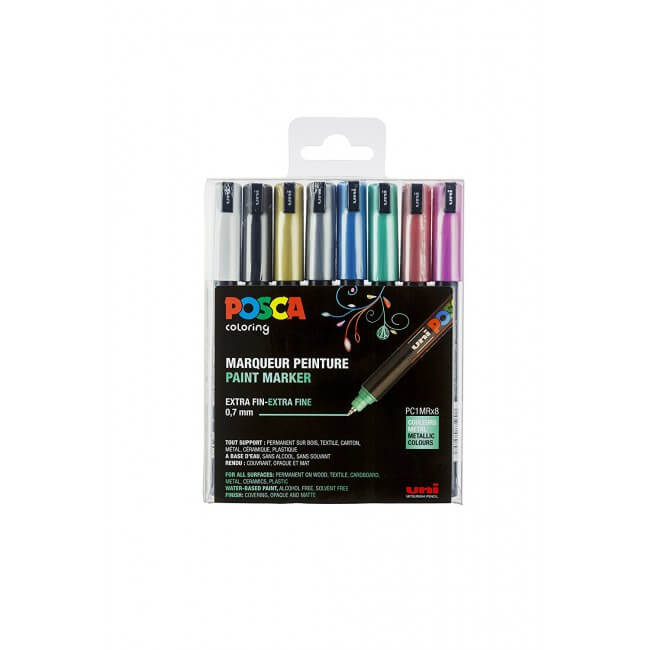 Posca PC 1MR 8 pakke metallic