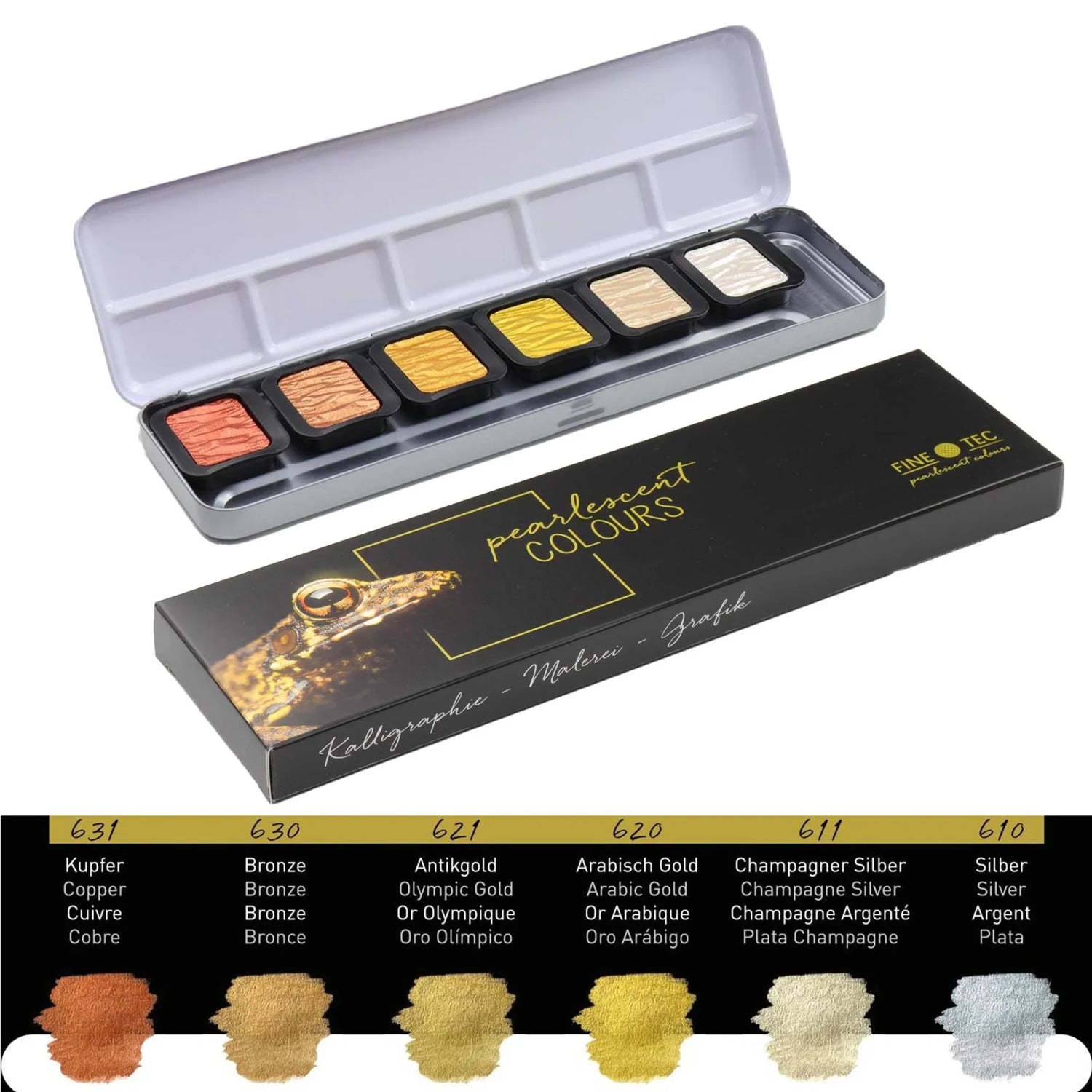 FineTec Pearlescent Gold/Kobber Watercolours 6stk.