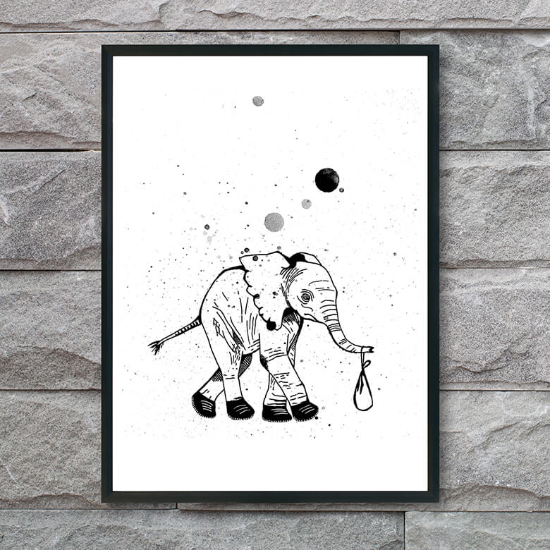 Plakat med elefant