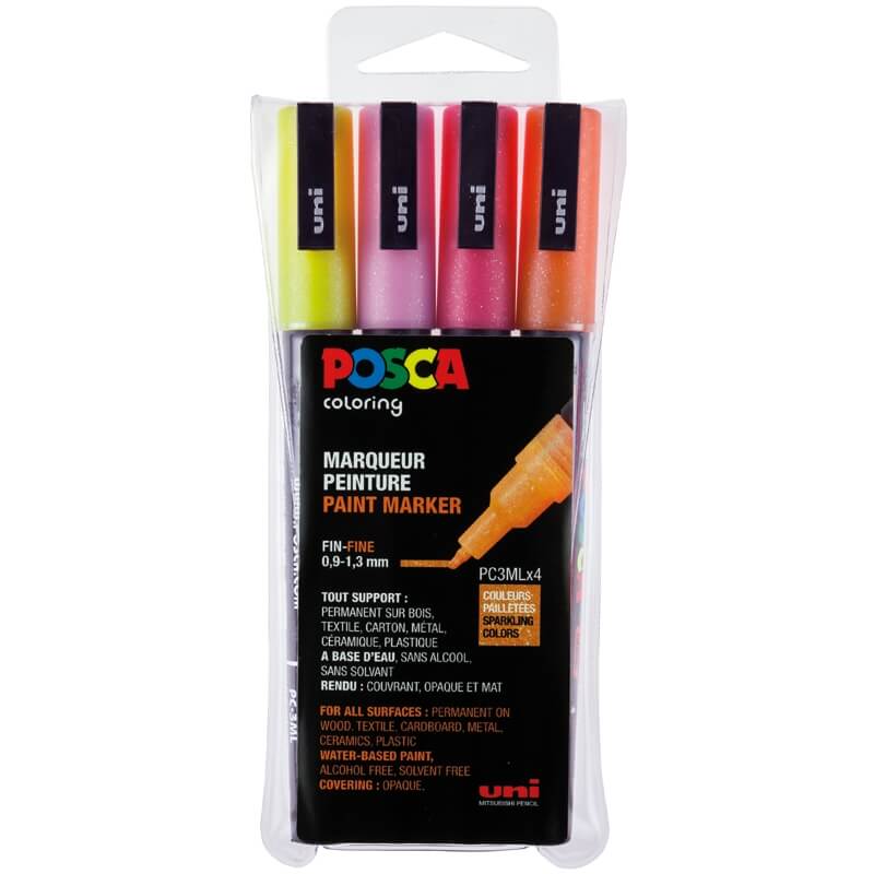 Posca PC 3 ML 4 pakke Glitter varme