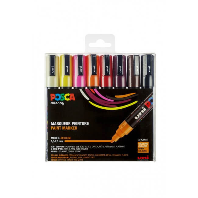 Posca PC 5M 8 pakke varme farver