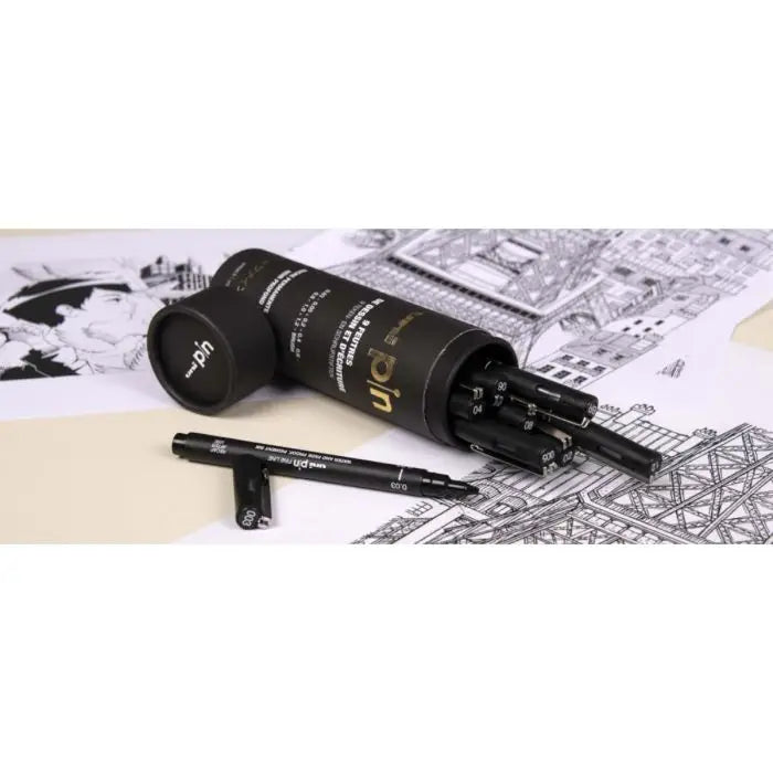 Uni Pen Fineliner i Rør 9 stk. – Tapetogkunst